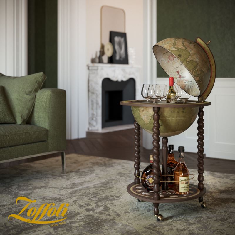 Globe-Bar "Explora" - couleur vert olive - Diamètre 40 cm | Zoffoli globe Zoffoli 