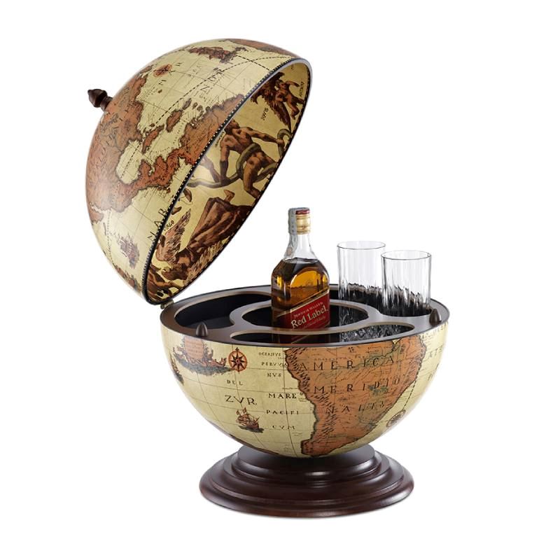 Globe-Bar de bureau "Nettuno" - Style safari - Diamètre 40 cm | Zoffoli globe Zoffoli