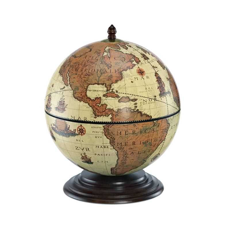 Globe-Bar de bureau "Nettuno" - Style safari - Diamètre 40 cm | Zoffoli globe Zoffoli