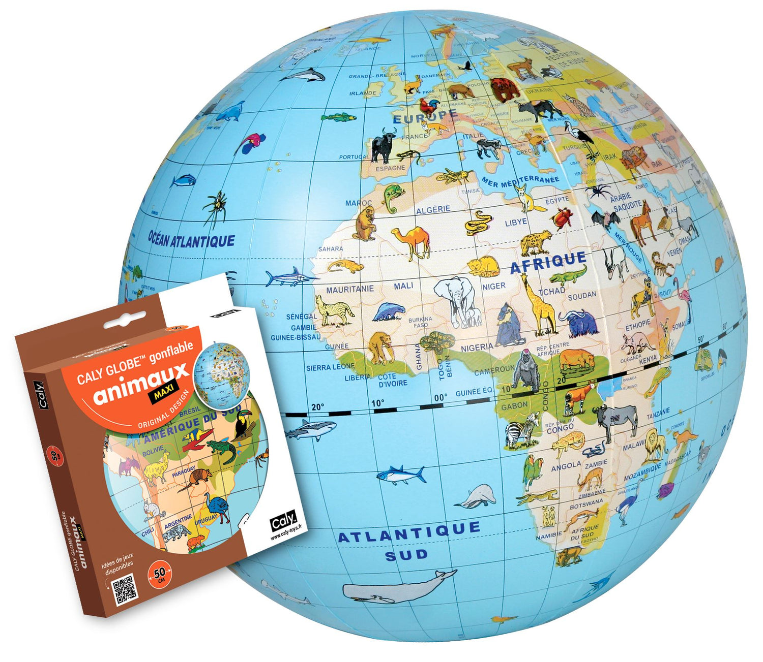 Globe gonflable de 50 cm - Animaux du monde (pour enfants) | Calytoys globe Calytoys 