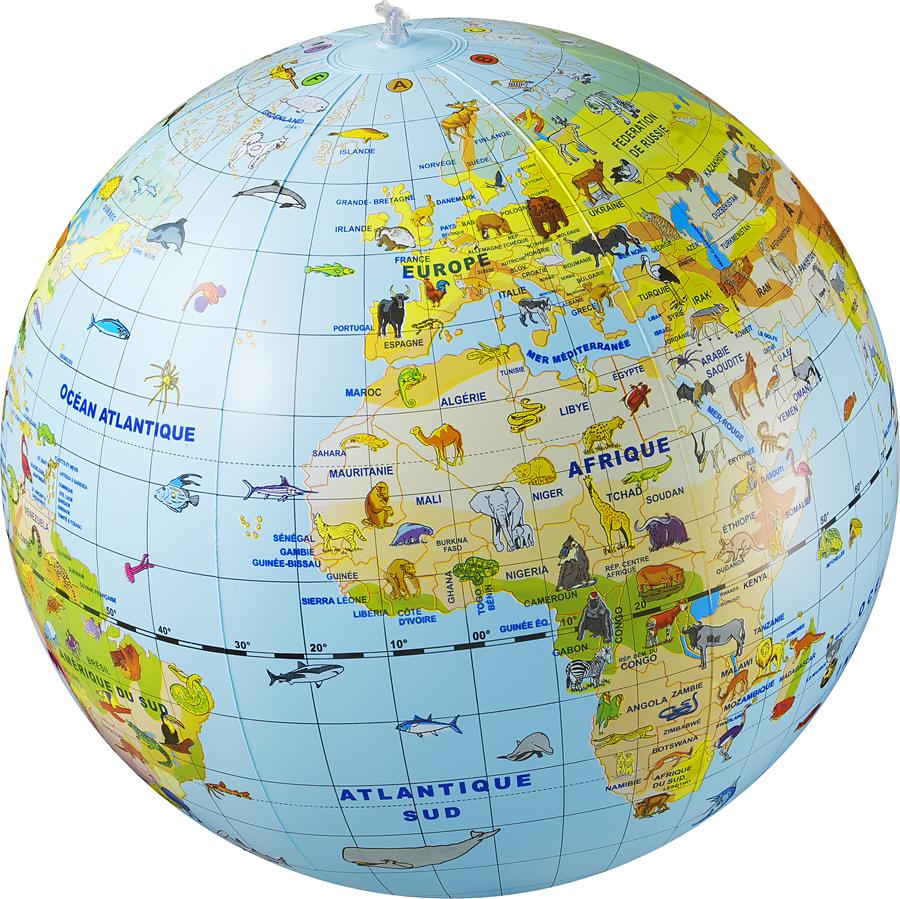 Globe gonflable de 50 cm - Animaux du monde (pour enfants) | Calytoys globe Calytoys 