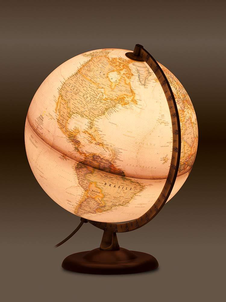 Globe lumineux "Gold" de style antique - diamètre 30 cm, en anglais | National Geographic globe National Geographic 