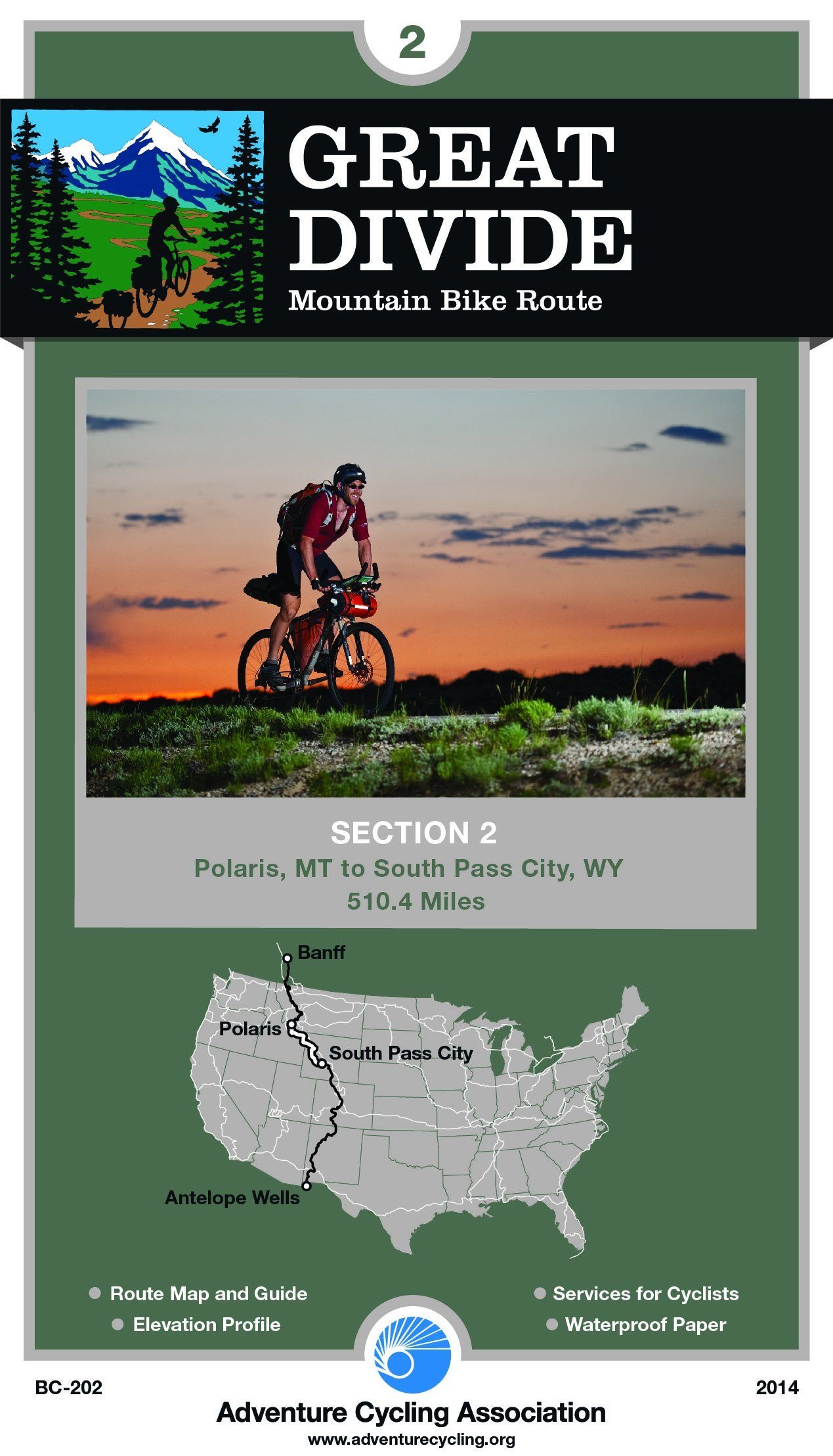 Great Divide Mountain Bike Route n° 2 - Polaris, Montana - South Pass City, Wyoming (510 miles) | Adventure Cycling Association carte cycliste Adventure Cycling Association