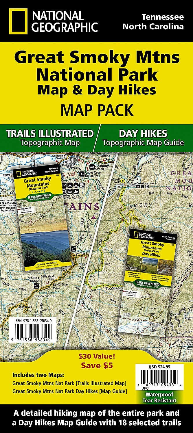 Great Smoky Mountains National Park Map & Day Hikes (lot de cartes) | National Geographic carte de randonnée National Geographic