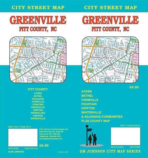Greenville / Pitt County - Carte des rues de la Caroline du Nord | GM Johnson plan de ville GM Johnson Default Title