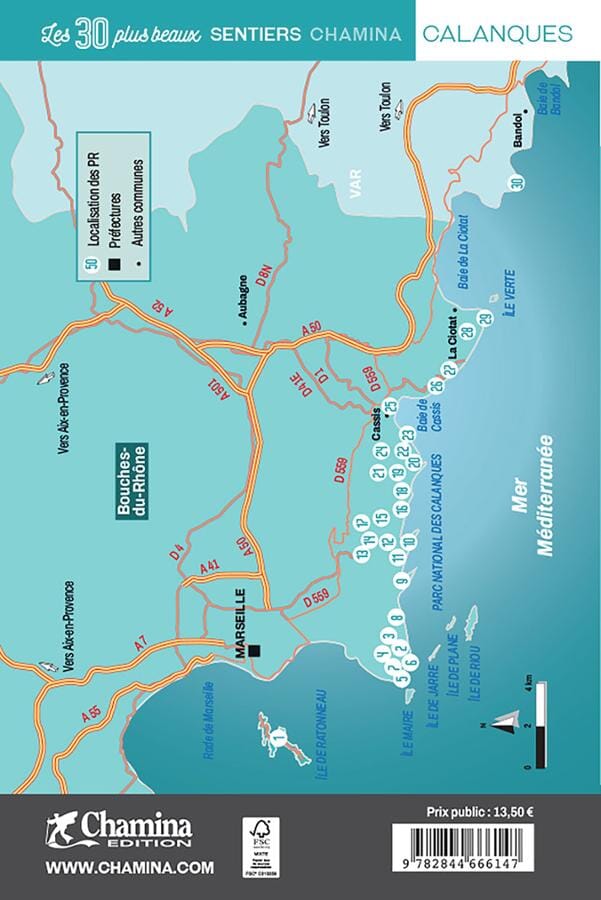 Guide de balades - Calanques, les 30 plus beaux sentiers à pied | Chamina guide petit format Chamina 