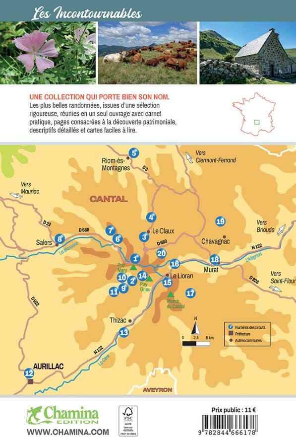 Guide de balades - Cantal, coeur de massif à pied (Auvergne) | Chamina guide petit format Chamina 