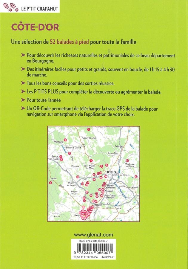 Guide de balades - Côte-d'Or - 52 balades en famille | Glénat - P'tit Crapahut guide petit format Glénat 