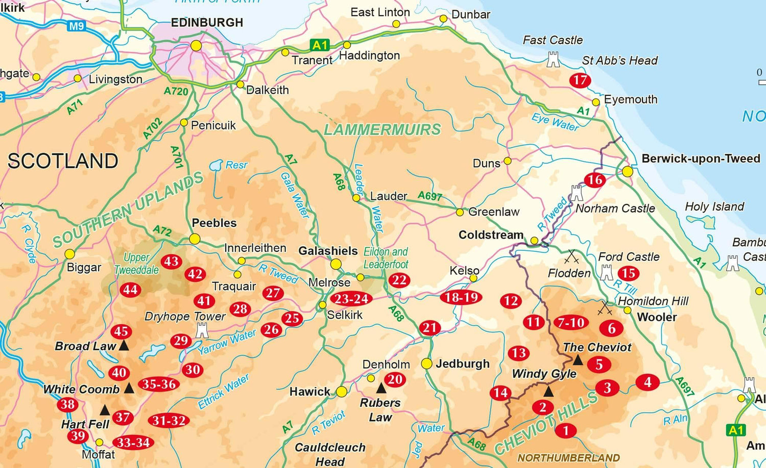 Guide de randonnée (en anglais) - Walking in the Scottish Borders: Cheviots, Tweed, Ettrick, Moffat and Manor hills (Ecosse) | Cicerone guide de randonnée Cicerone