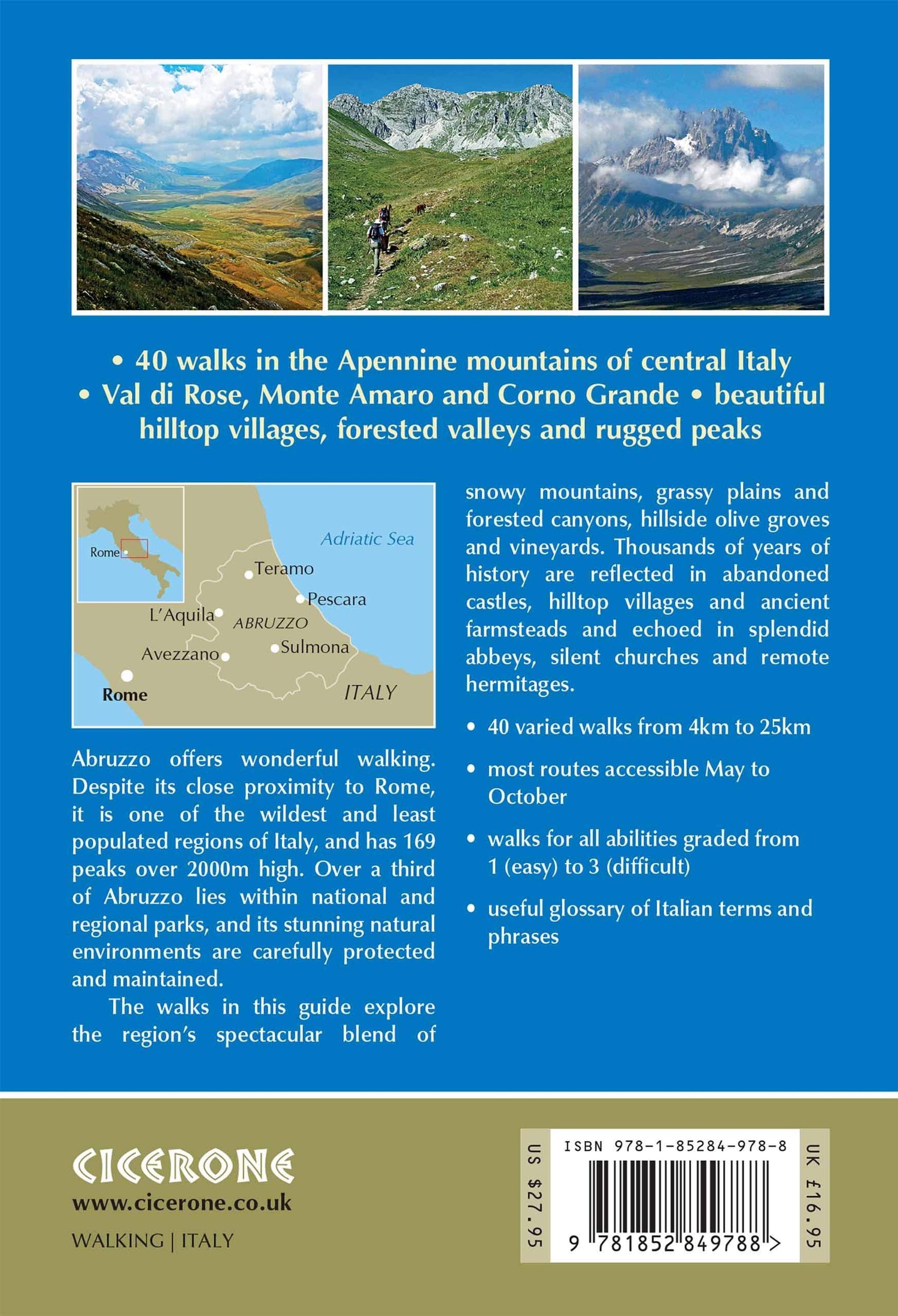 Guide de randonnées (en anglais) - Abruzzo: Gran Sasso, Maiella and Abruzzo National Parks, & Sirente-Velino Regional Park | Cicerone guide de randonnée Cicerone 