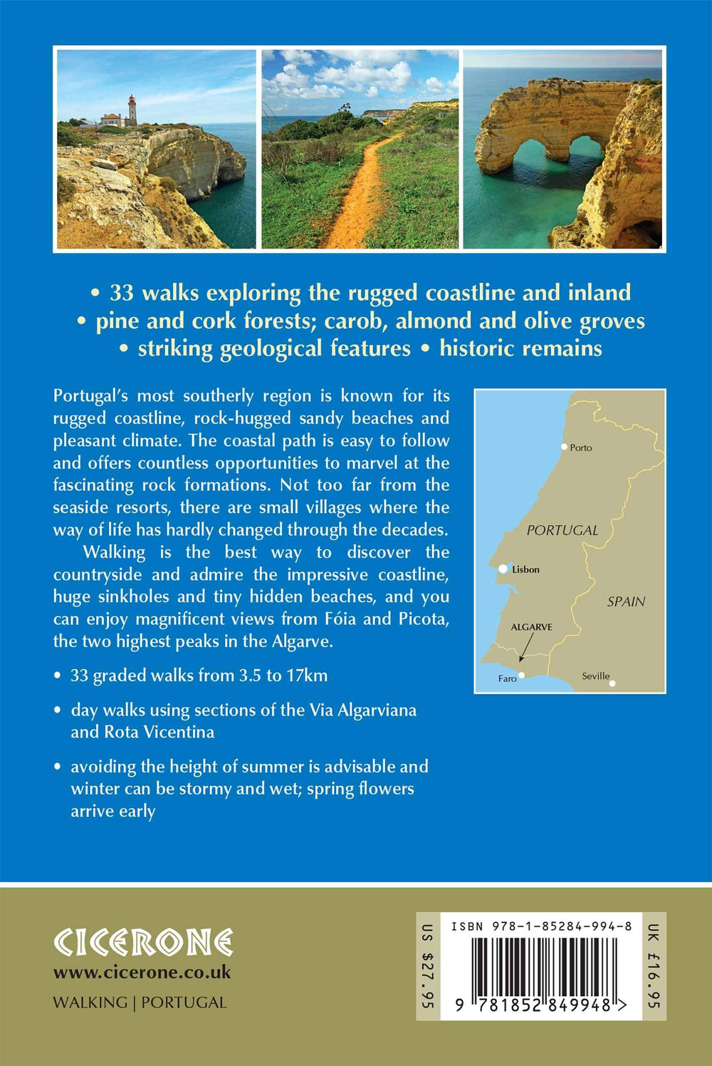 Guide de randonnées (en anglais) - Algarve : 33 walks in the south of Portugal including Serra de Monchique and Costa Vicentina | Cicerone guide de randonnée Cicerone 