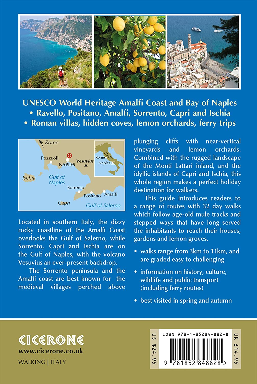 Guide de randonnées (en anglais) - Amalfi Coast : 32 day walks (Ischia, Capri etc.) | Cicerone guide de randonnée Cicerone 