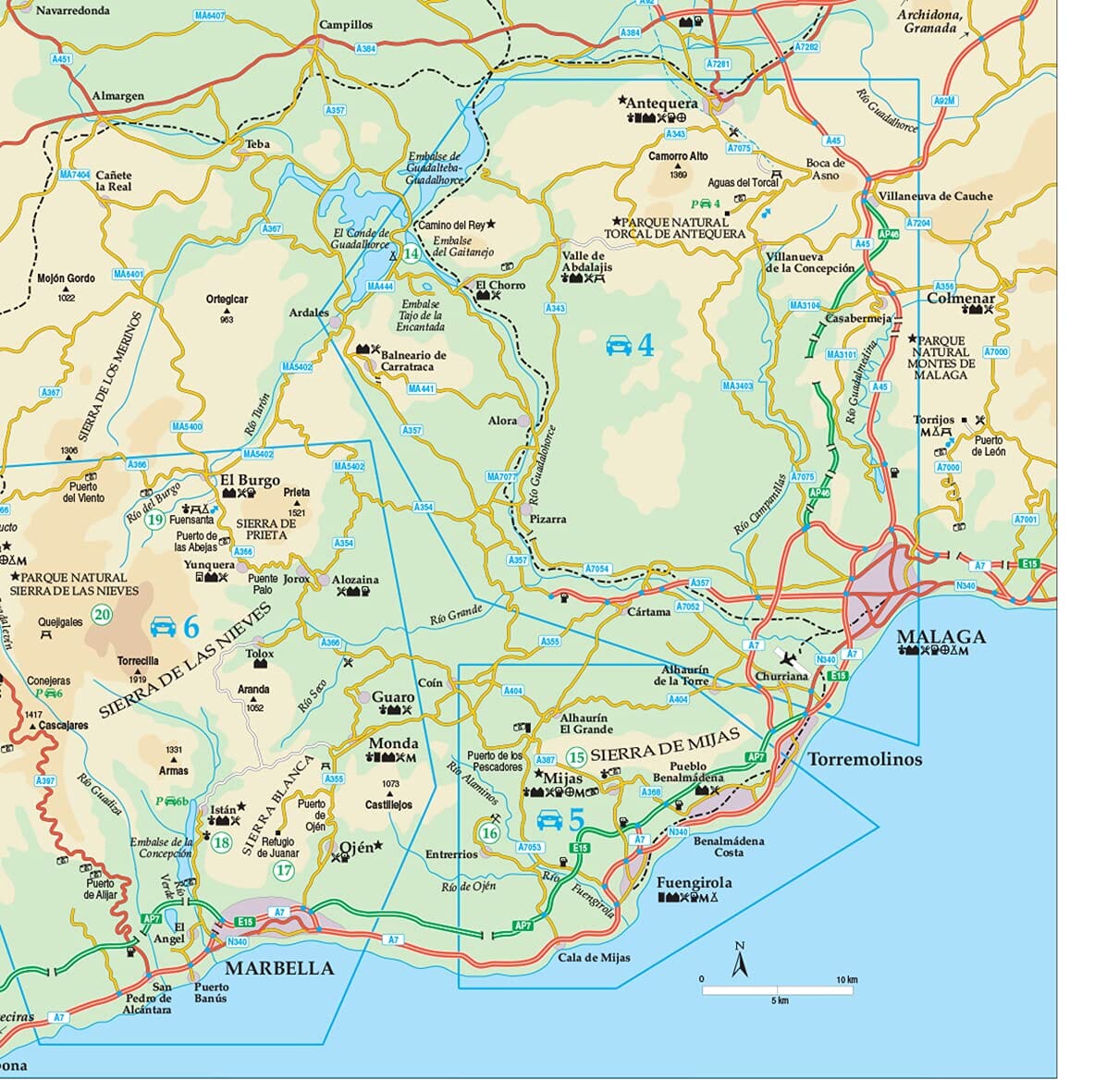 Guide de randonnées (en anglais) - Andalucia : Costa del Sol & Sierras | Sunflower guide de randonnée Sunflower