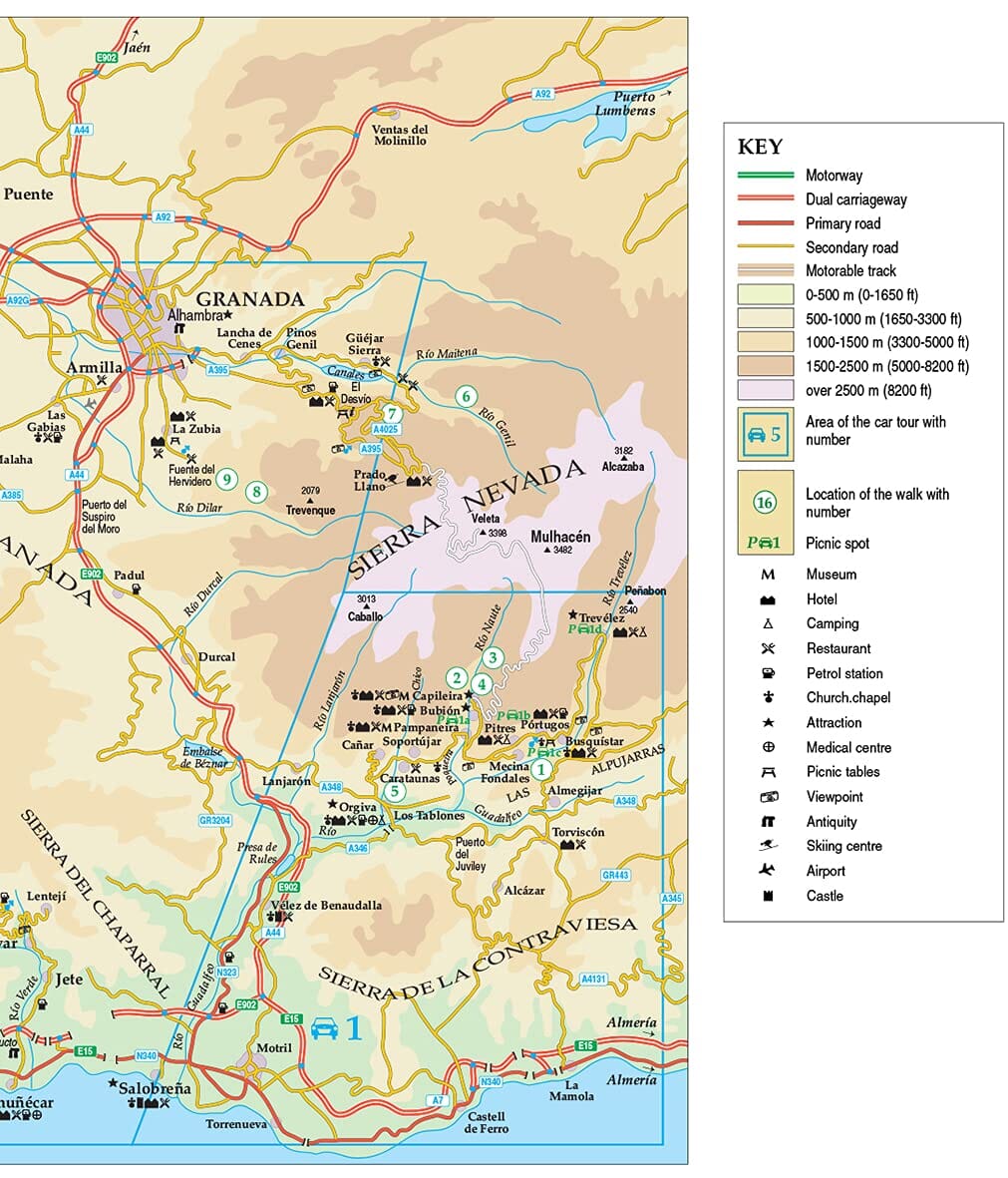 Guide de randonnées (en anglais) - Andalucia : Costa del Sol & Sierras | Sunflower guide de randonnée Sunflower