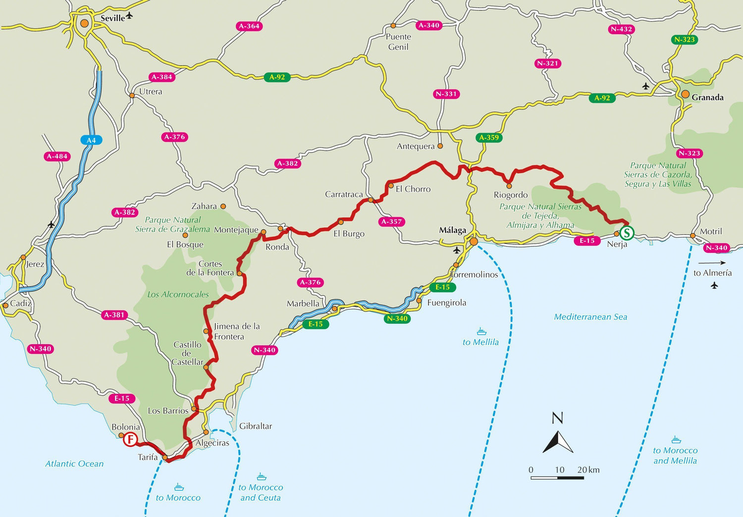 Guide de randonnées (en anglais) - Andalucian Coast to Coast, from the Mediterranean to the Atlantic | Cicerone guide de randonnée Cicerone 