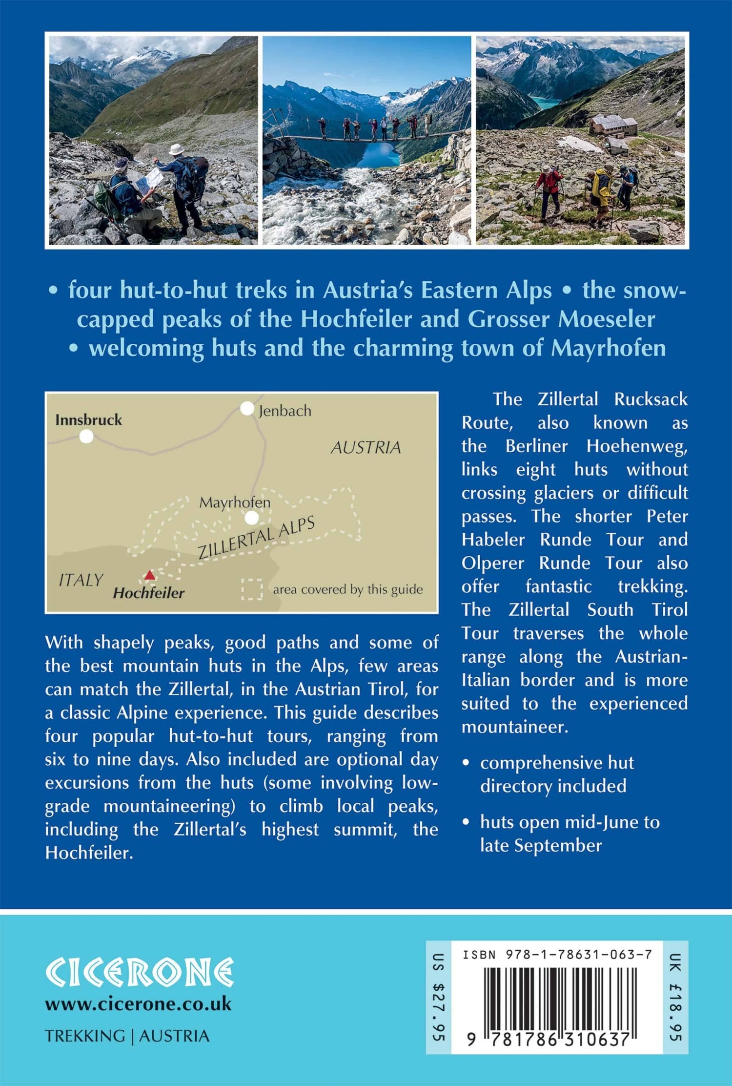 Guide de randonnées (en anglais) - Austria's Zillertal Alps | Cicerone guide de randonnée Cicerone 