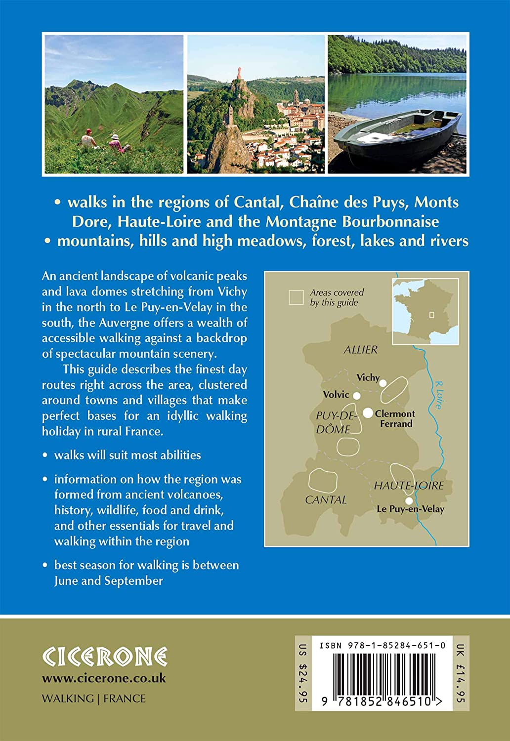 Guide de randonnées (en anglais) - Auvergne : 42 walks in volcanic hills of France | Cicerone guide de randonnée Cicerone 
