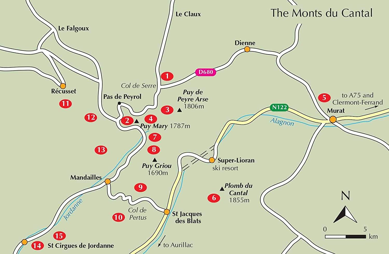 Guide de randonnées (en anglais) - Auvergne : 42 walks in volcanic hills of France | Cicerone guide de randonnée Cicerone 