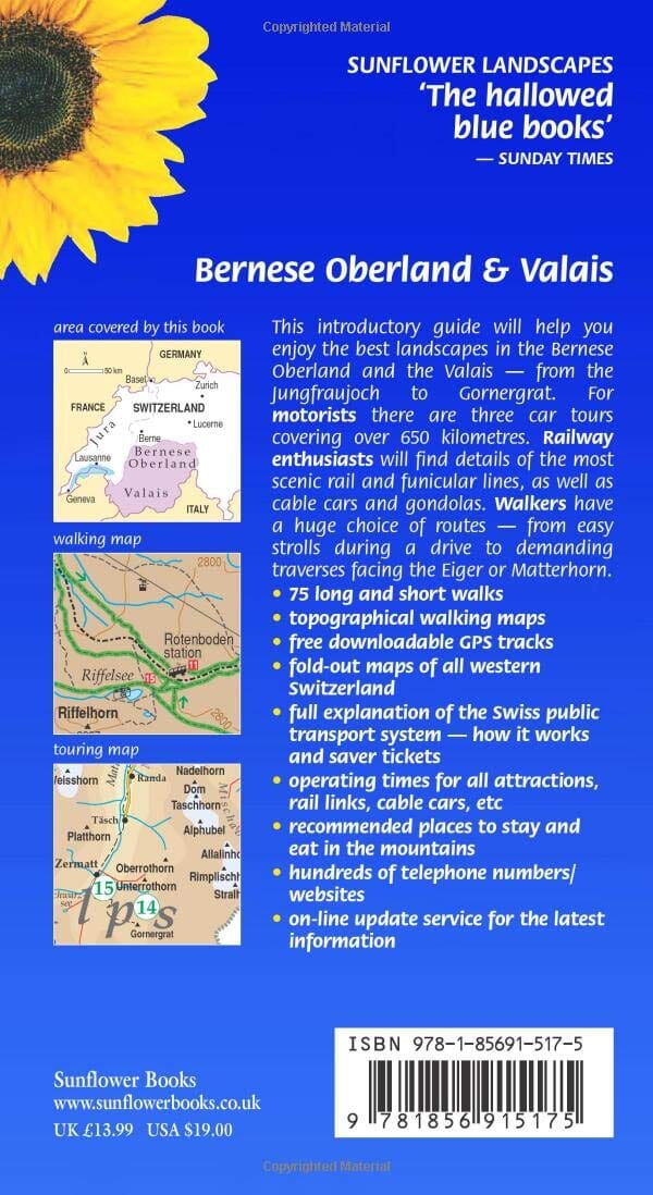 Guide de randonnées (en anglais) - Bernese Oberland & Valais | Sunflower guide petit format Sunflower 