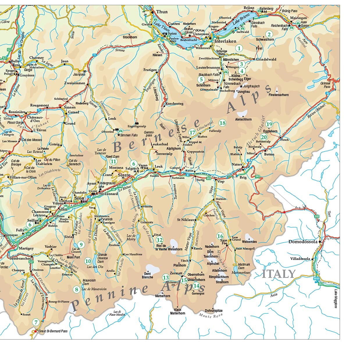 Guide de randonnées (en anglais) - Bernese Oberland & Valais | Sunflower guide de randonnée Sunflower