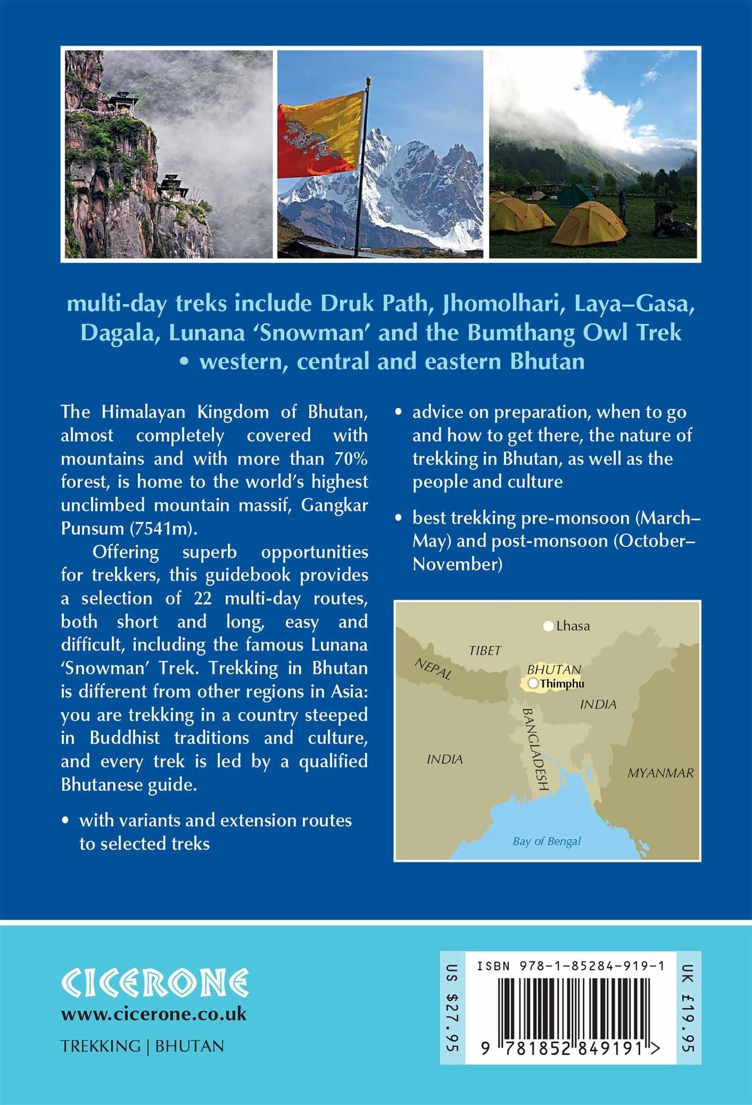 Guide de randonnées (en anglais) - Bhutan a trekker's guide 22 multi-day treks | Cicerone guide de randonnée Cicerone 