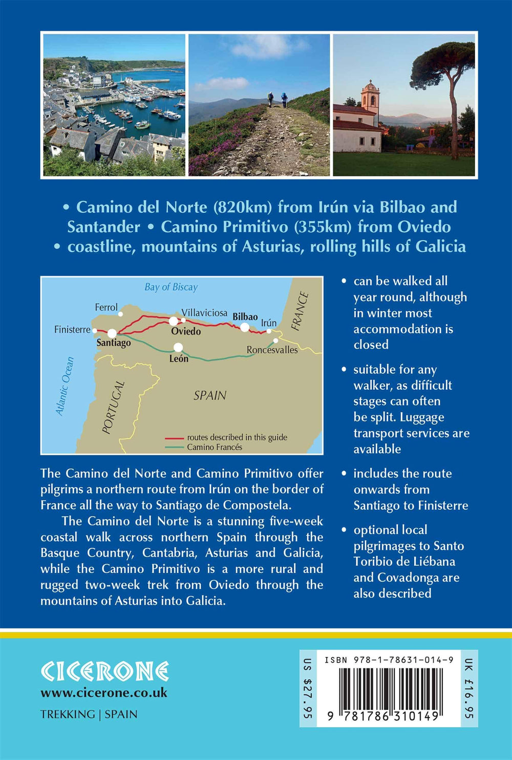 Guide de randonnées (en anglais) - Camino del Norte and Camino Primitivo | Cicerone guide de randonnée Cicerone 