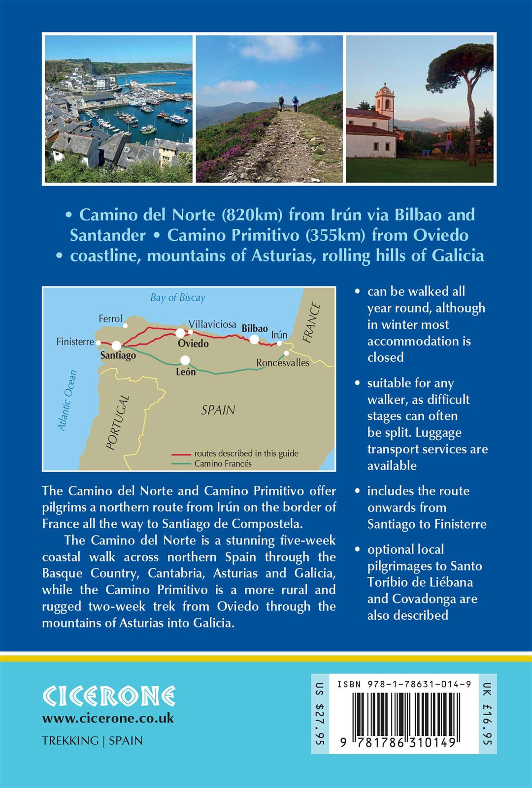 Guide de randonnées (en anglais) - Camino del Norte and Camino Primitivo | Cicerone guide de randonnée Cicerone 