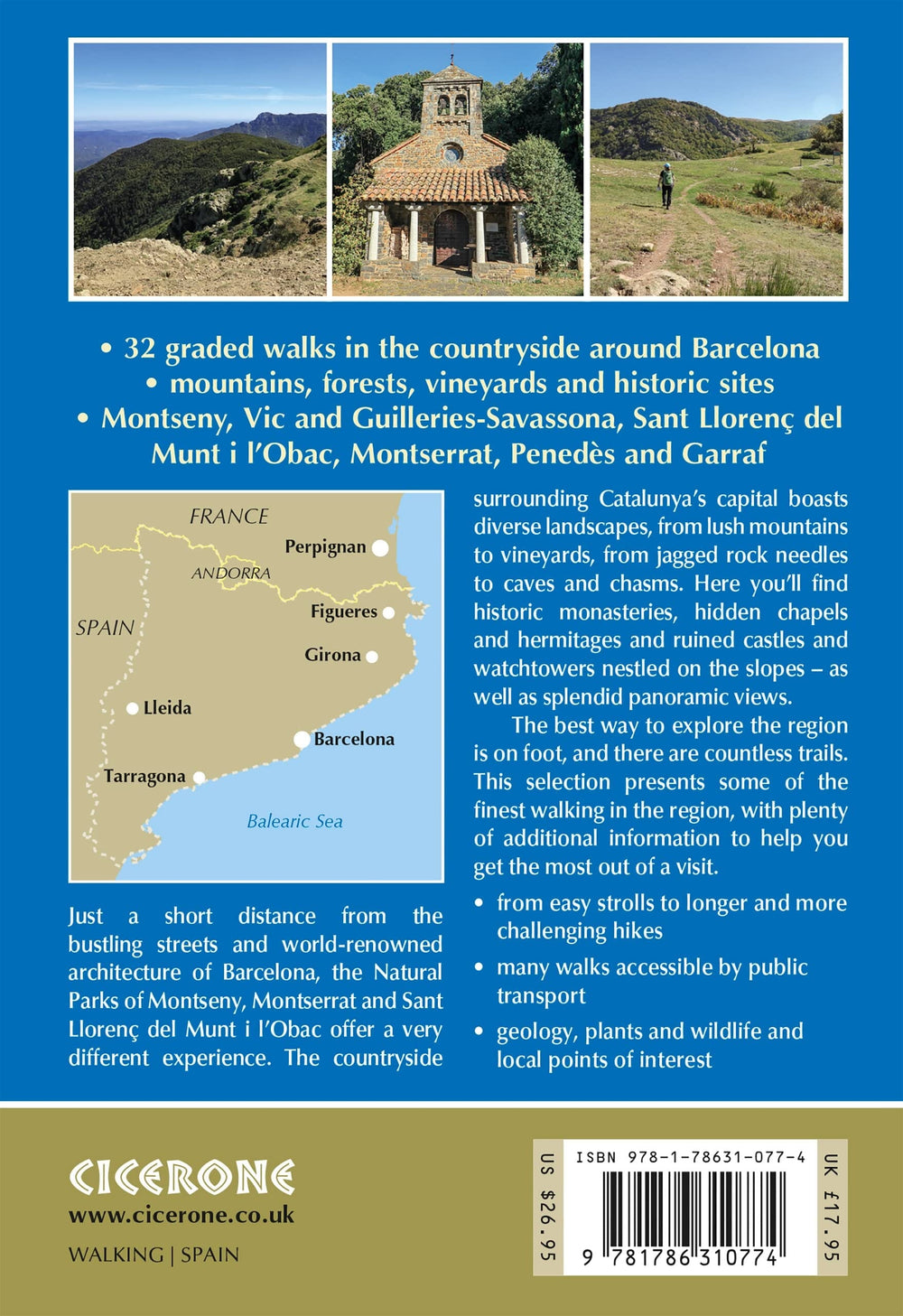 Guide de randonnées (en anglais) - Catalunya - Barcelona: Montserrat, Montseny and Sant Llorenç Del Munt I L'obac Nature Parks | Cicerone guide petit format Cicerone 