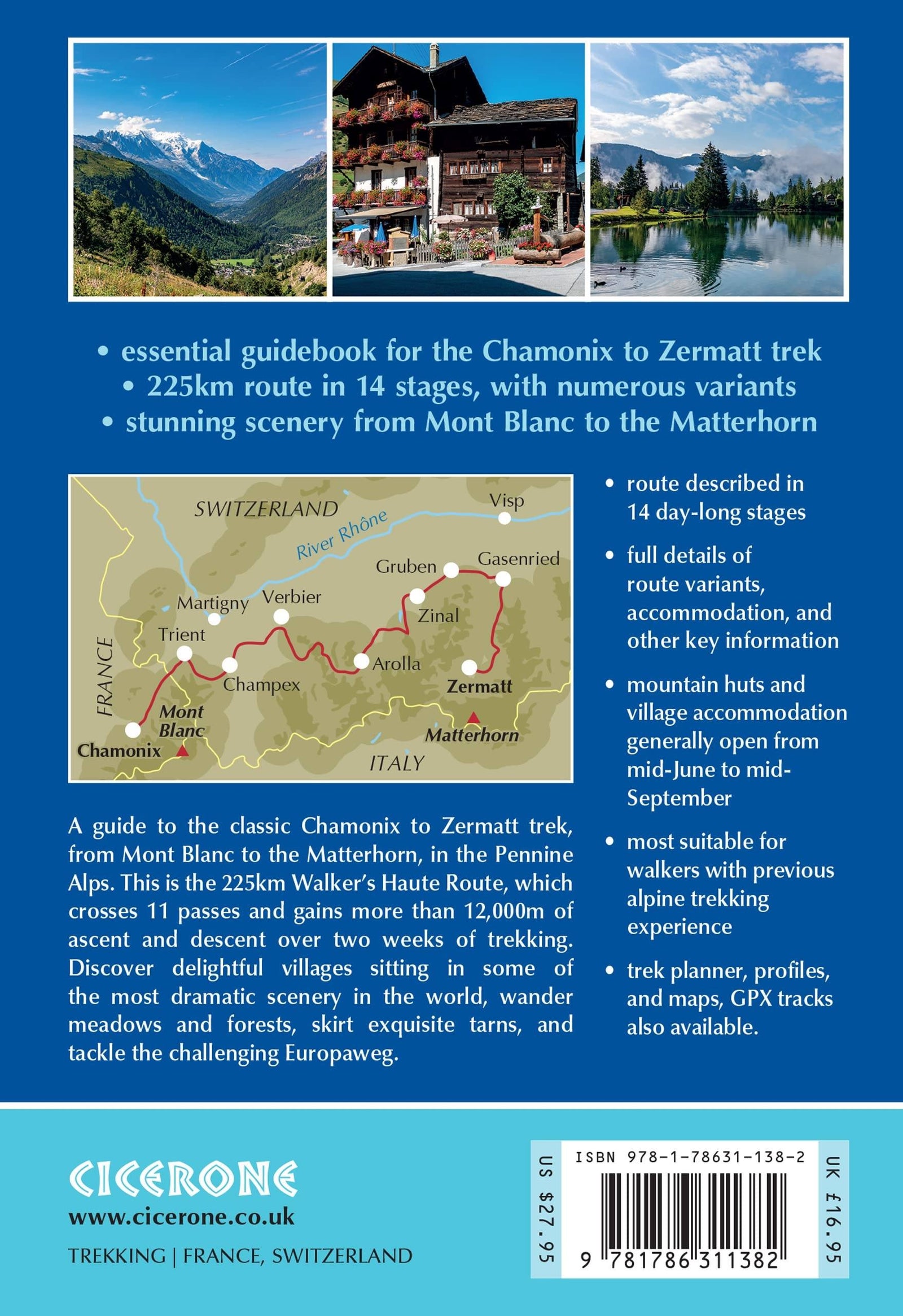 Guide de randonnées (en anglais) - Chamonix to Zermatt, the classic Walker's haute route | Cicerone guide de randonnée Cicerone