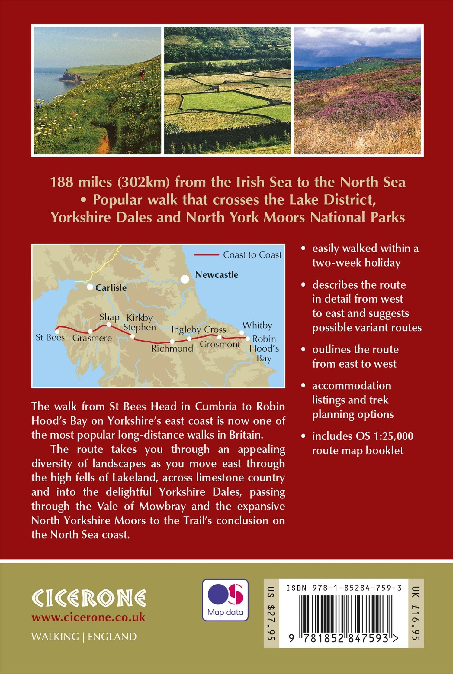 Guide de randonnées (en anglais) - Coast to Coast walk from St-Bees to Robin Hood's Bay | Cicerone guide de randonnée Cicerone 