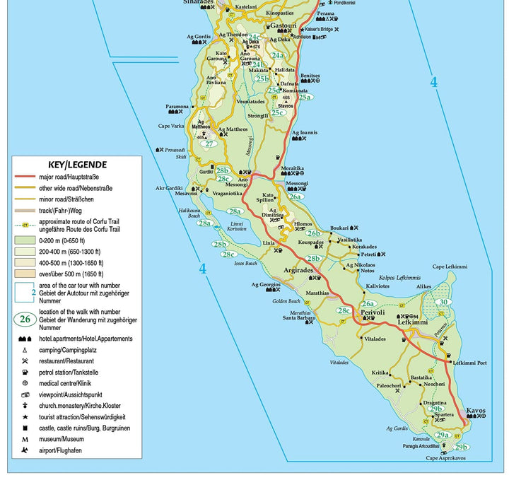 Guide de randonnées (en anglais) - Corfu | Sunflower guide petit format Sunflower 