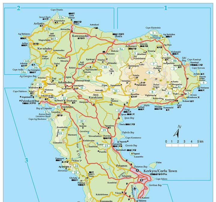 Guide de randonnées (en anglais) - Corfu | Sunflower guide petit format Sunflower 