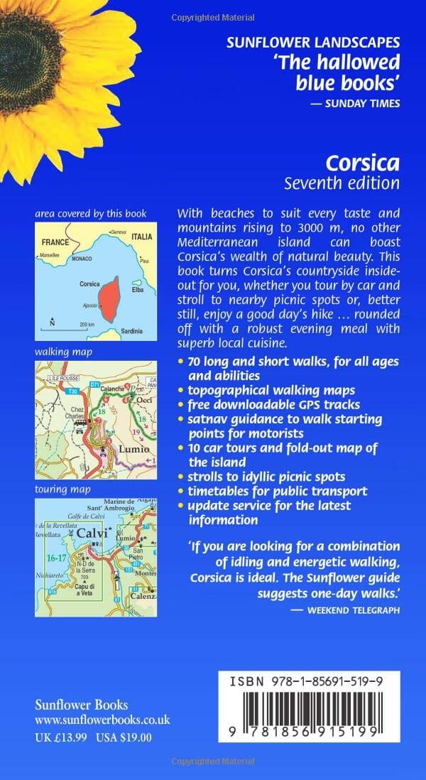 Guide de randonnées (en anglais) - Corsica | Sunflower guide petit format Sunflower 
