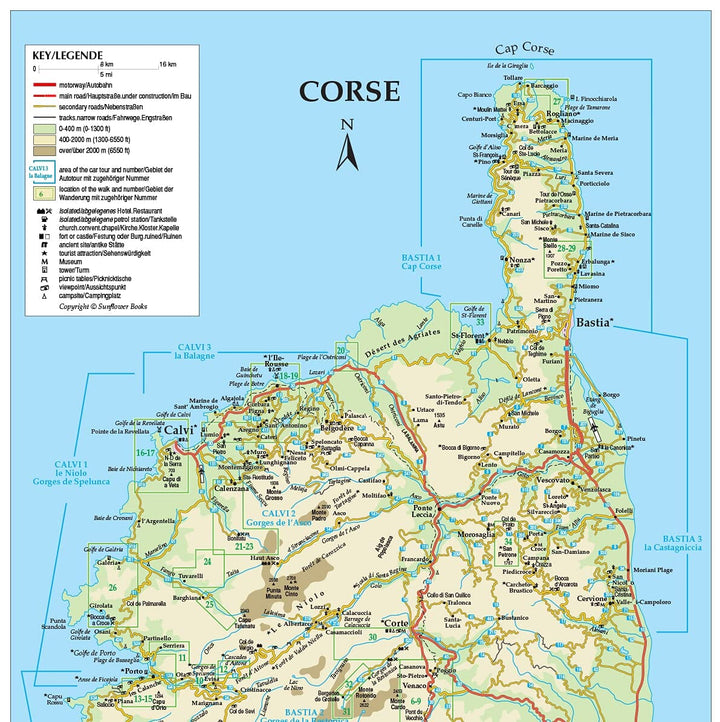 Guide de randonnées (en anglais) - Corsica | Sunflower guide petit format Sunflower 