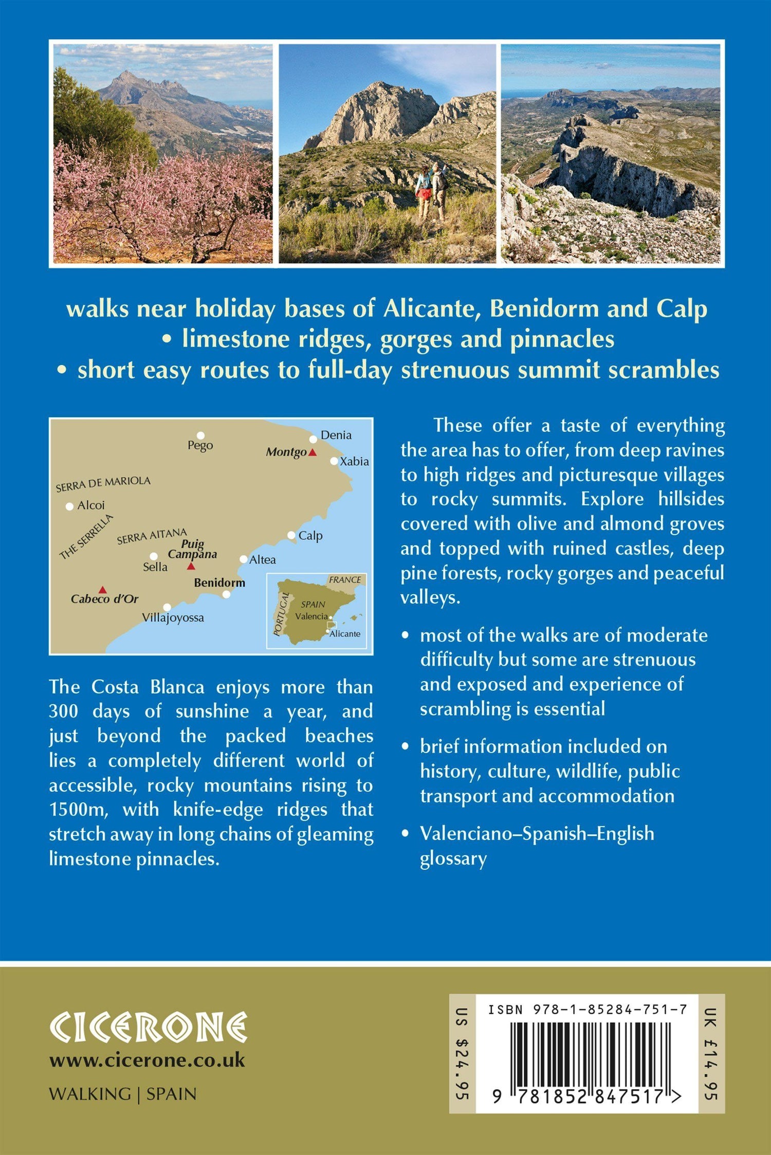 Guide de randonnées (en anglais) - Costa Blanca | Cicerone guide de randonnée Cicerone 