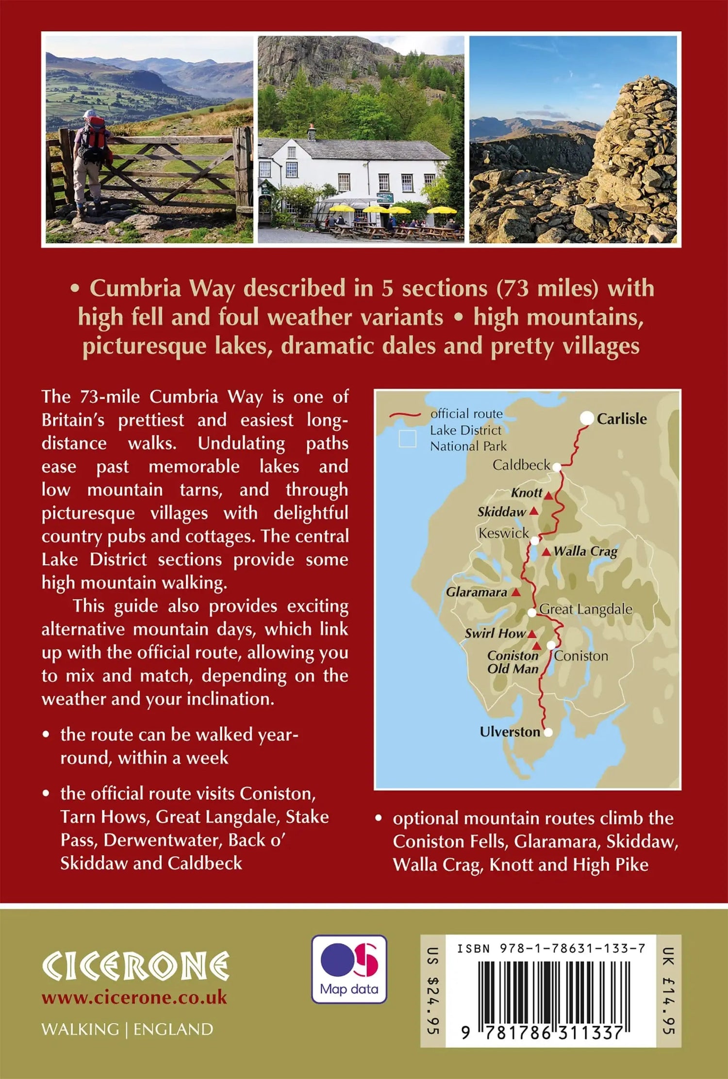 Guide de randonnées (en anglais) - Cumbria Way, Ulverston to Carlisle | Cicerone guide de randonnée Cicerone