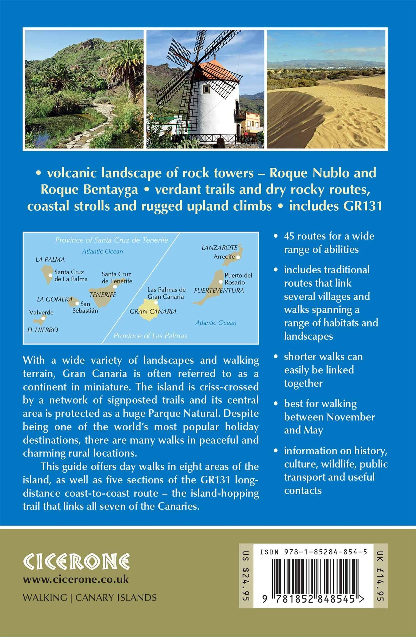 Guide de randonnées (en anglais) - Gran Canaria : 45 day walks including five days on the GR131 coast-to-coast route | Cicerone guide de randonnée Cicerone 