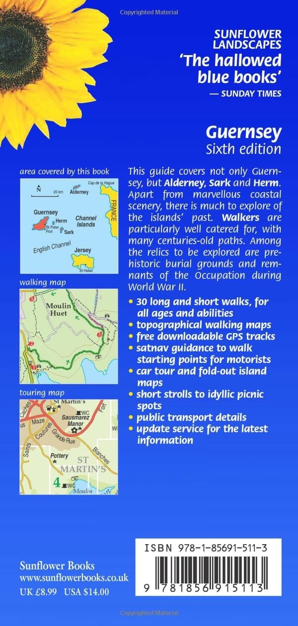 Guide de randonnées (en anglais) - Guernsey with Alderney, Sark & Hem | Sunflower guide petit format Sunflower 