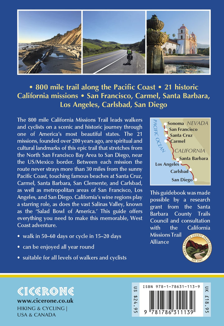 Guide de randonnées (en anglais) - Hiking and Cycling the California Missions Trail, from Sonoma to San Diego | Cicerone guide de randonnée Cicerone 