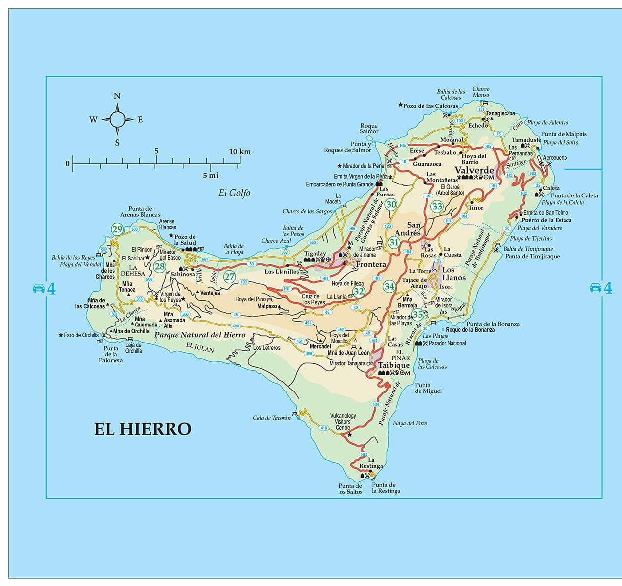 Guide de randonnées (en anglais) - La Palma & El Hierro - 4 car tours & 48 long and short walks | Sunflower guide de randonnée Sunflower 