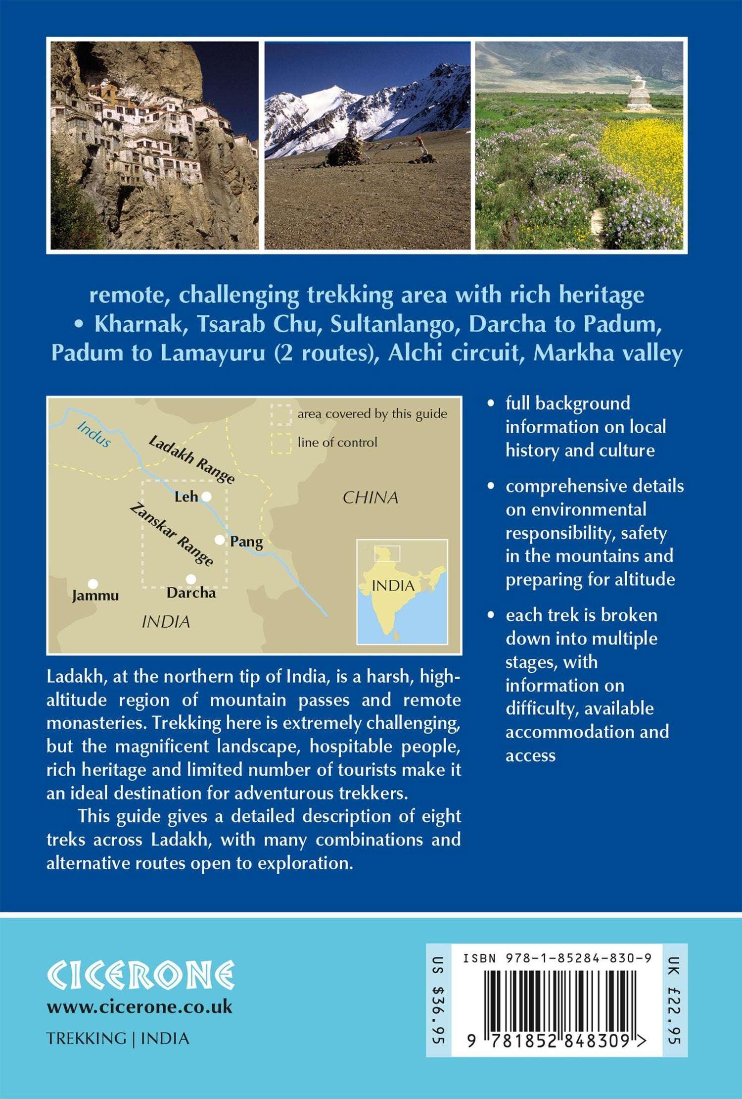 Guide de randonnées (en anglais) - Ladakh trekking in 8 adventurous trekking routes | Cicerone guide de randonnée Cicerone 