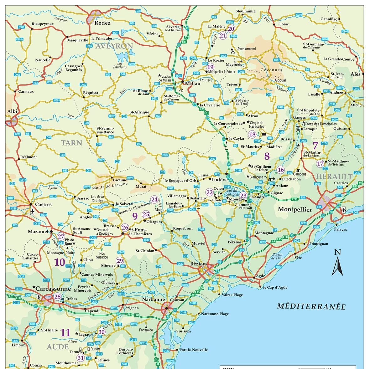 Guide de randonnées (en anglais) - Languedoc-Roussillon & Western Provence | Sunflower guide de randonnée Sunflower 