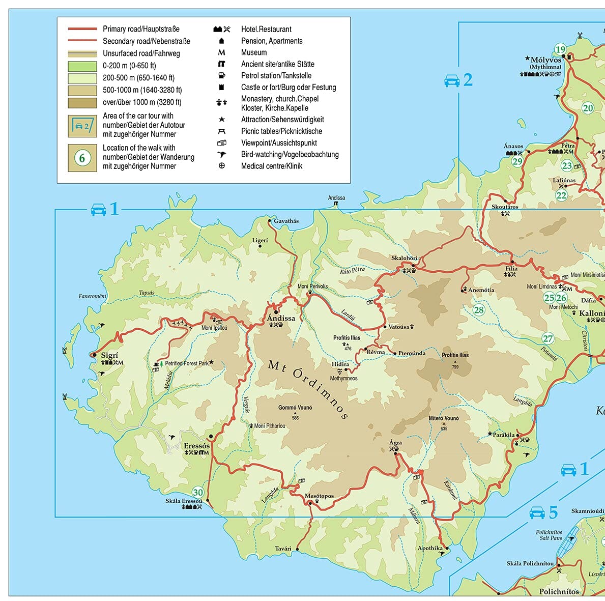 Guide de randonnées (en anglais) - Lesbos / Lesvos - car tours & long and short walks | Sunflower guide de randonnée Sunflower