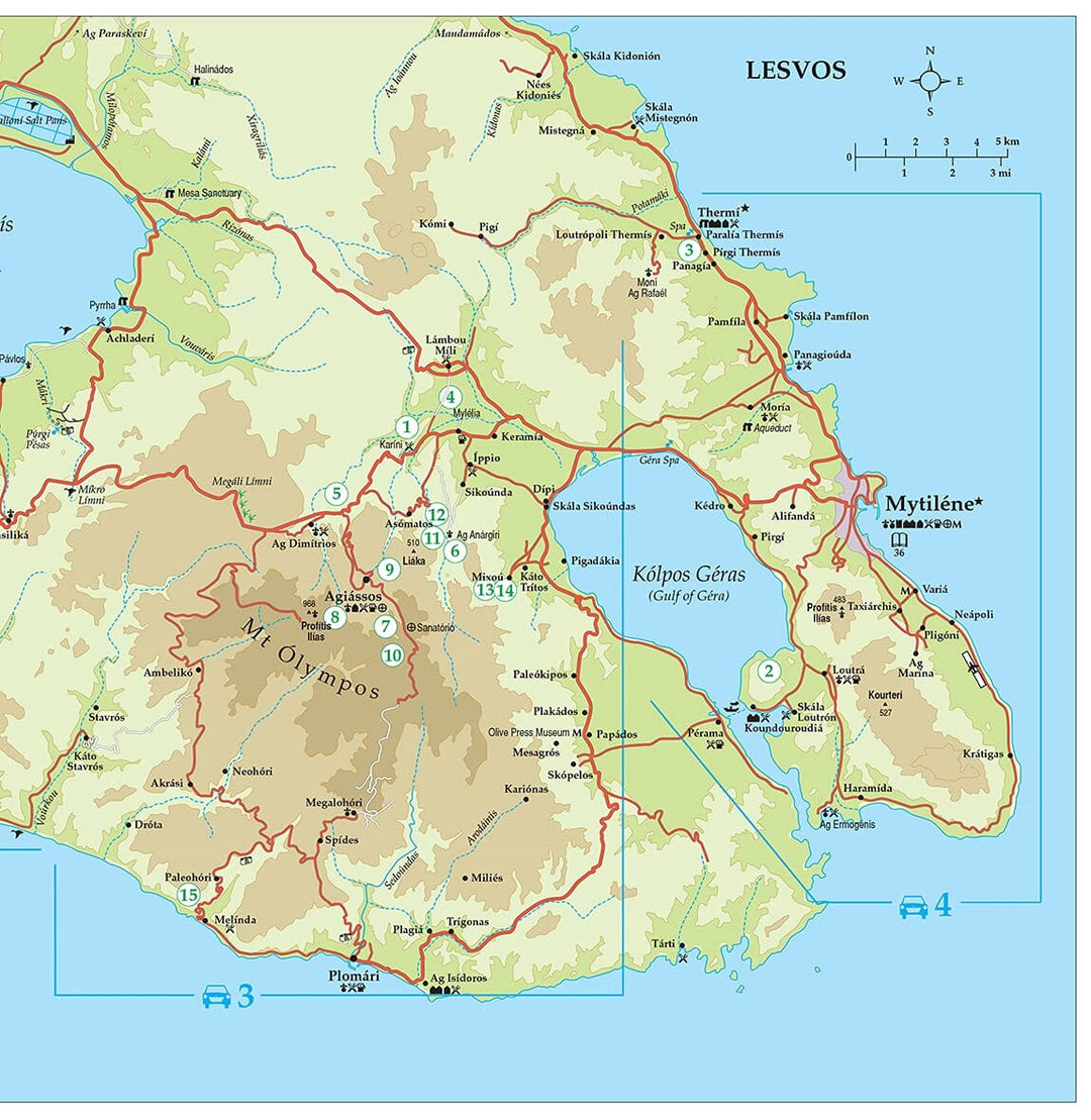 Guide de randonnées (en anglais) - Lesbos / Lesvos - car tours & long and short walks | Sunflower guide de randonnée Sunflower