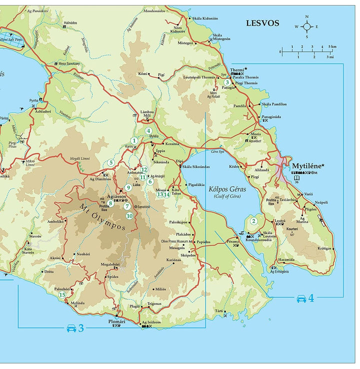 Guide de randonnées (en anglais) - Lesbos / Lesvos - car tours & long and short walks | Sunflower guide de randonnée Sunflower