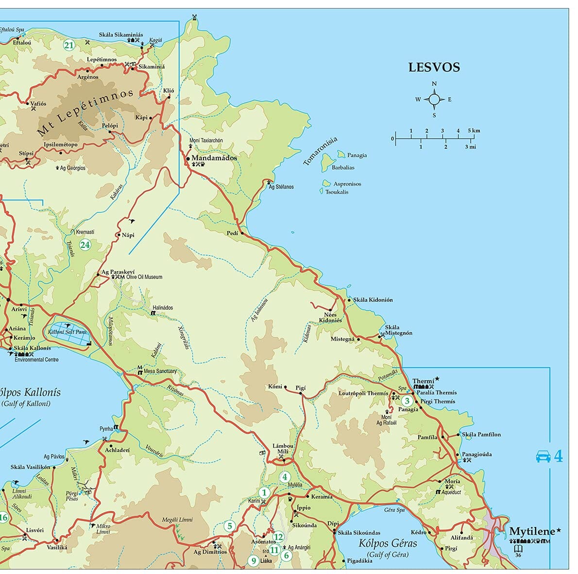 Guide de randonnées (en anglais) - Lesbos / Lesvos - car tours & long and short walks | Sunflower guide de randonnée Sunflower