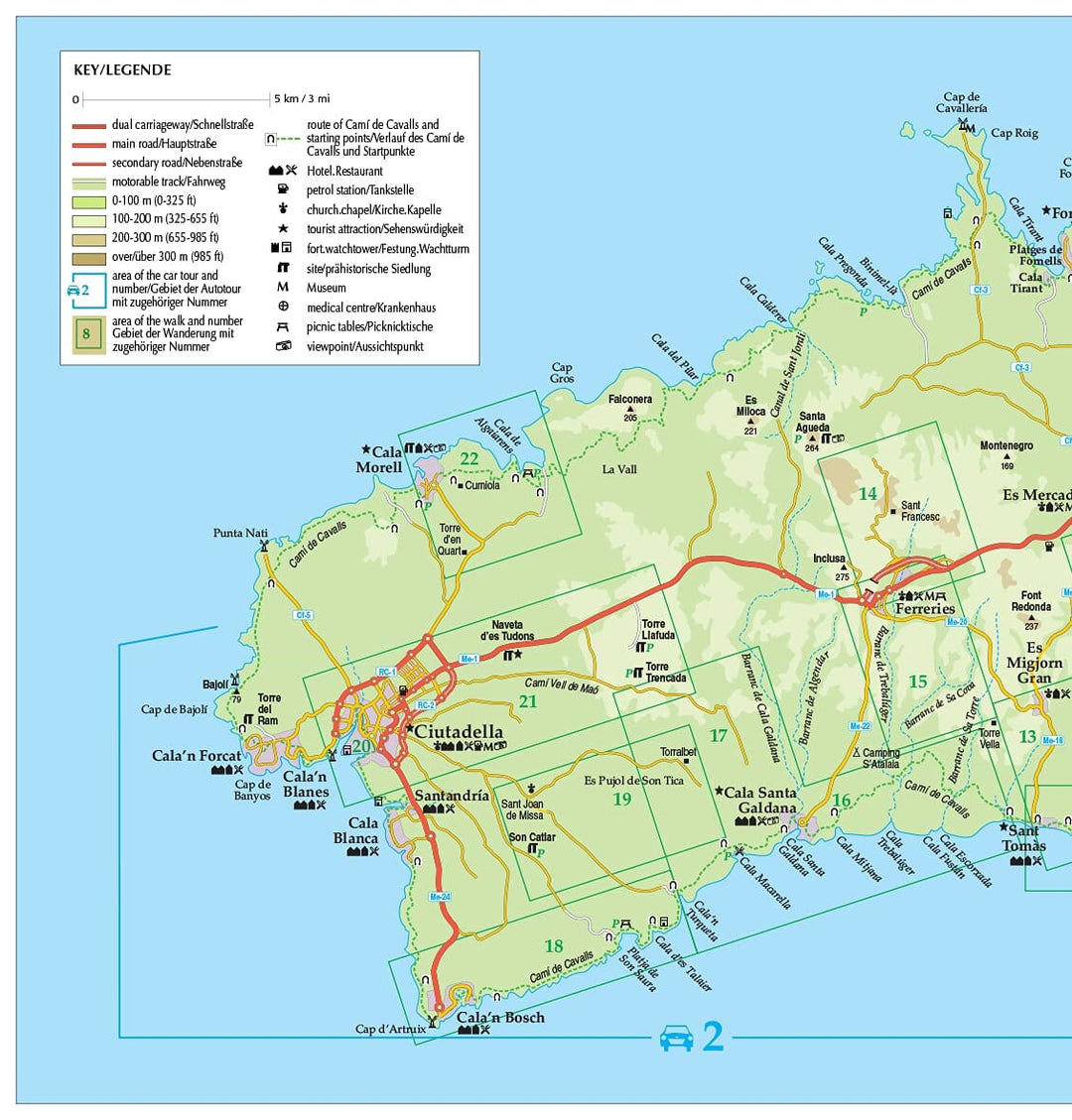 Guide de randonnées (en anglais) - Menorca | Sunflower guide petit format Sunflower 