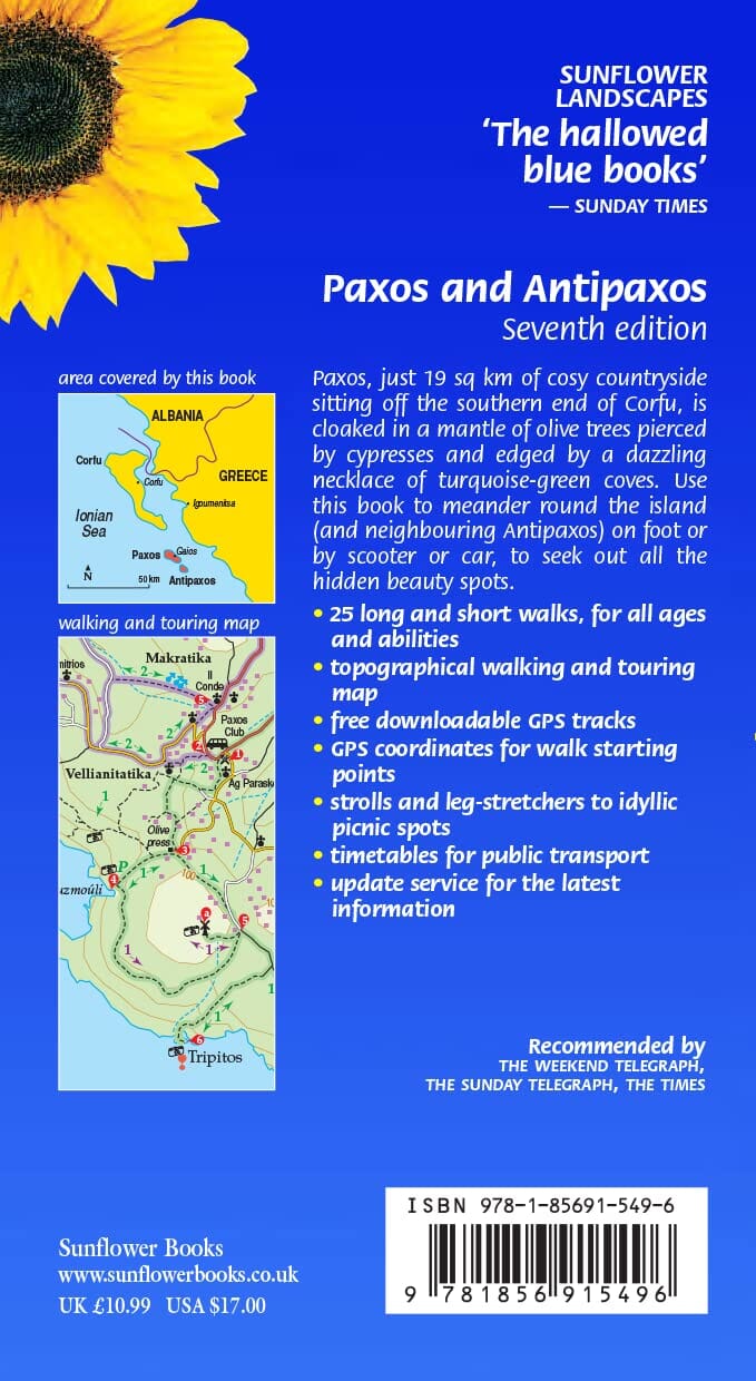 Guide de randonnées (en anglais) - Paxos | Sunflower guide petit format Sunflower 