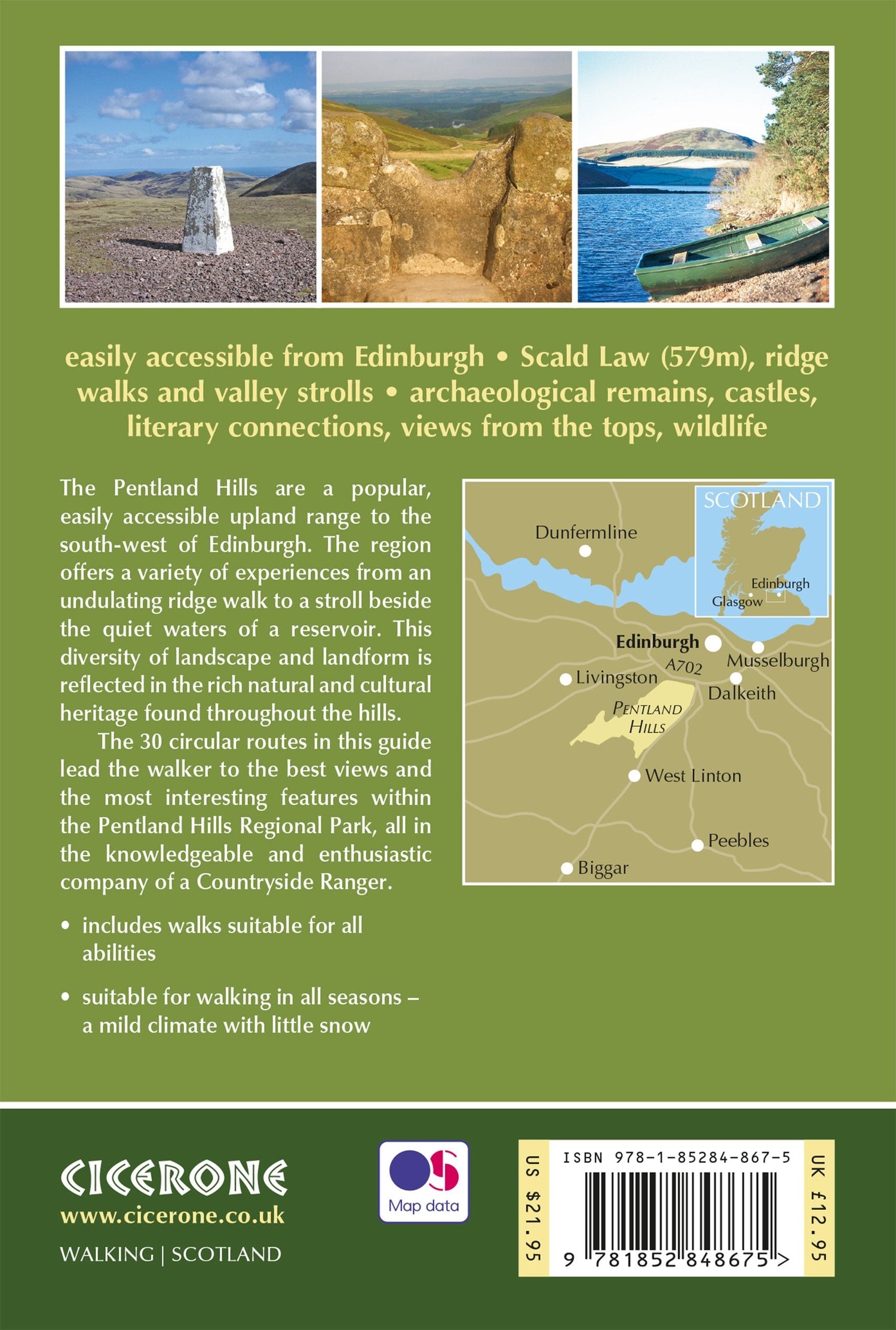 Guide de randonnées (en anglais) - Pentland Hills walker's guide in Edinburgh's local hills | Cicerone guide de randonnée Cicerone 