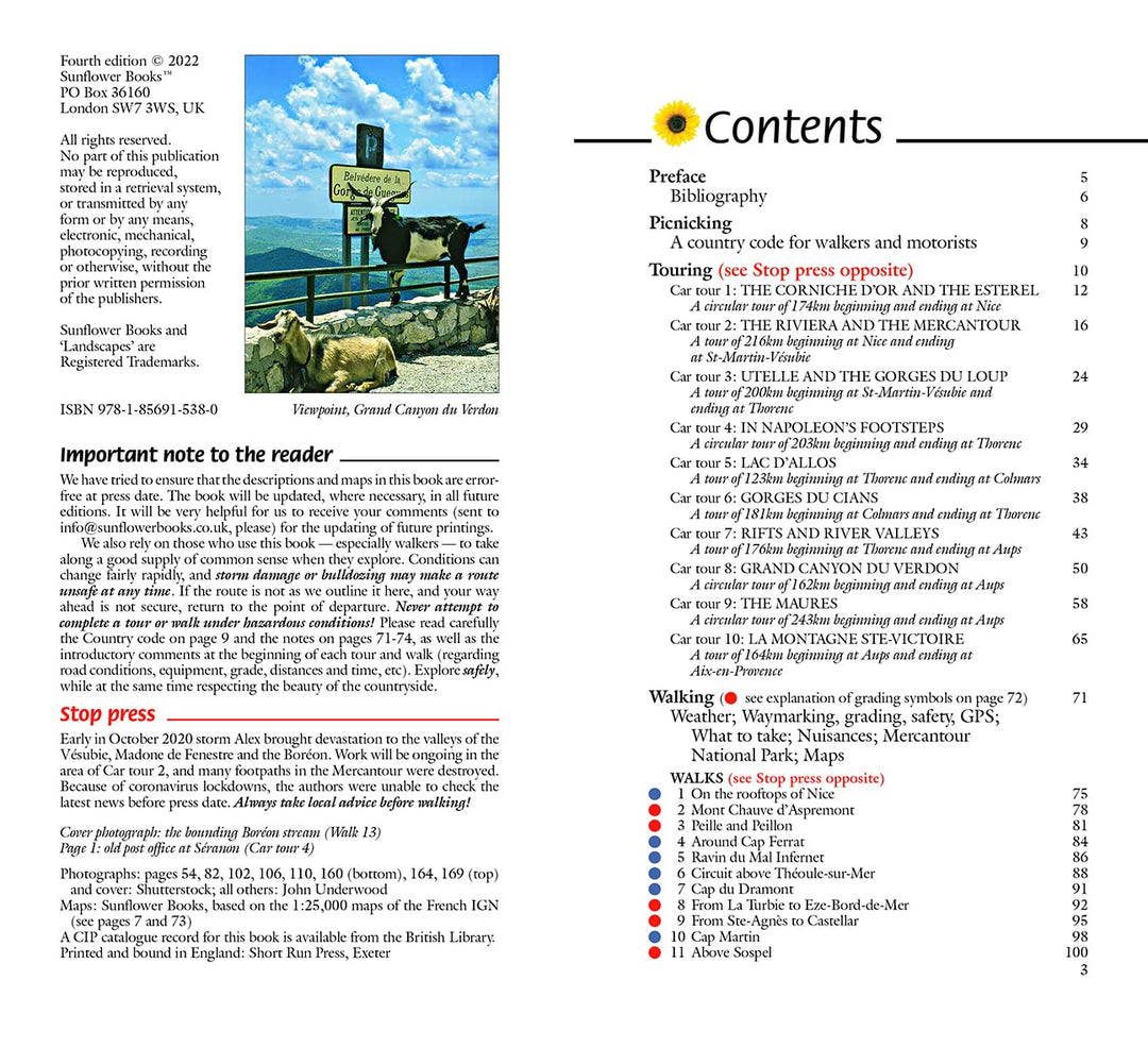 Guide de randonnées (en anglais) - Provence East - Côte d'Azur to the Alps | Sunflower guide de randonnée Sunflower 